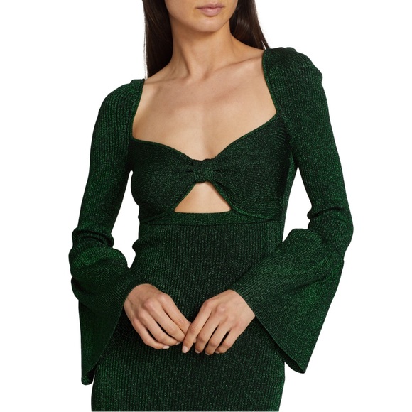 Self-Portrait Metallic Knit Cut-Out Midi-Dress, Medium, Christmas - Picture 4 of 7